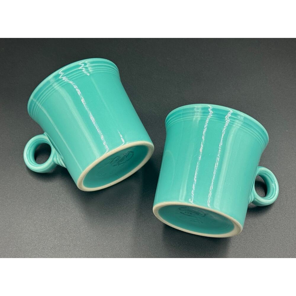 Fiestaware Turquoise Ring Handle Mugs - Set of 2 HLC USA (LLD 1997)